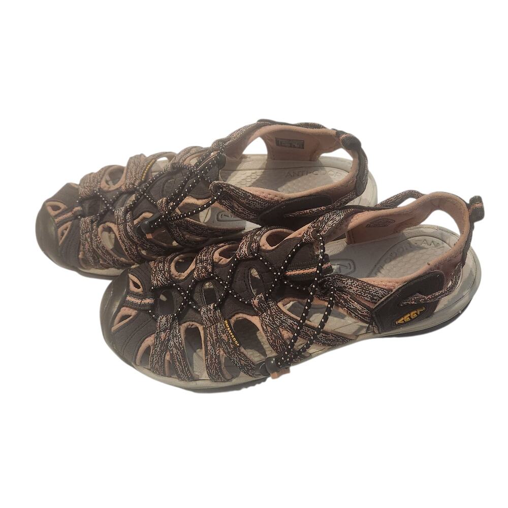 Keen Whisper Sport Sandal Waterproof Hiking coral pink and brown, size 9.5